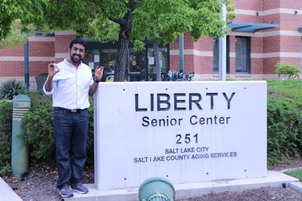 A STEM Ambassador presents at a local senior center.