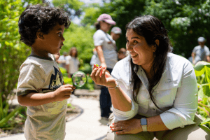 Mariel with a child in the park